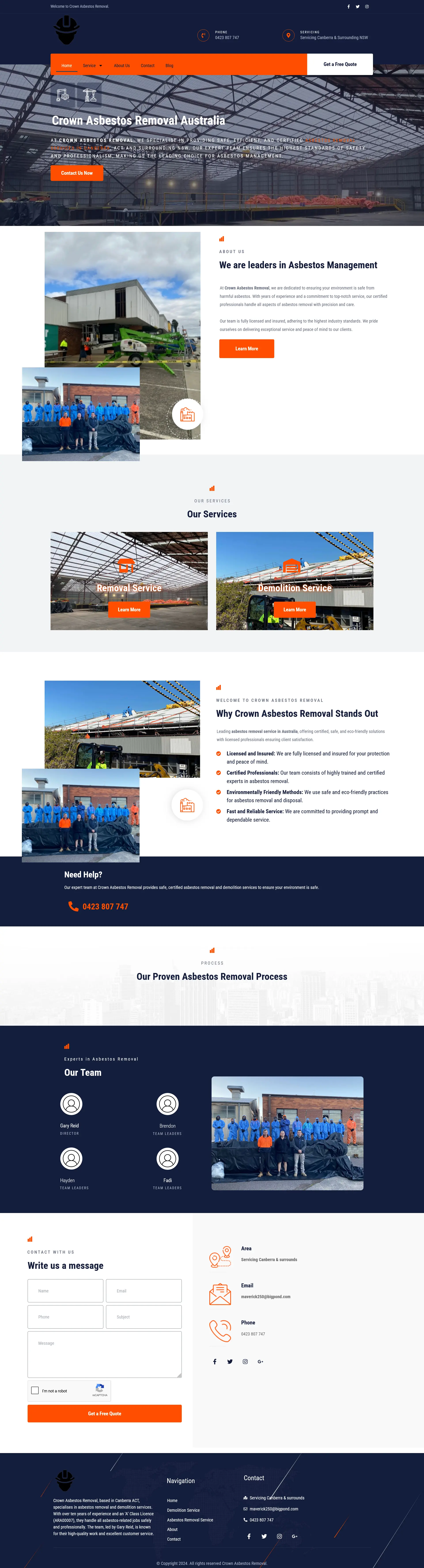 Crown Asbestos Removal full-page screenshot