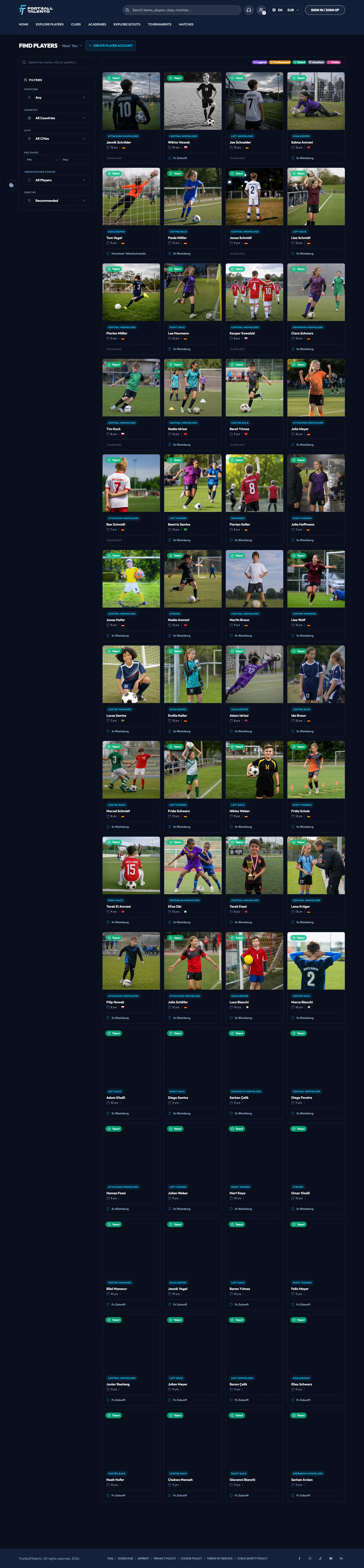 FootballTalento full-page preview